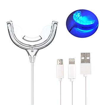 Teeth Whitening Light Professional LED Teeth Whitener Kit with 3 Adapters for iPhone, Android and USB...