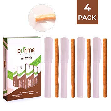 Miswak Stick (4 Pack) - Natural Toothbrush Teeth Whitening and Strength - No Chemicals No Fluorine - Fresh...