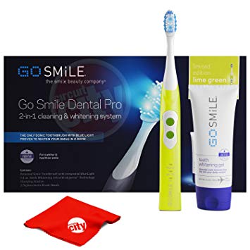 Go Smile Sonic Blue UV Toothbrush At Home Dental Care Teeth Whitening System (Lime Green)