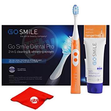 Go Smile Sonic Blue UV Toothbrush At Home Dental Care Teeth Whitening System (Tangerine)