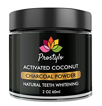 Prostylo Teeth Whitening Powder - Formulated with Coconut Activated Charcoal, Mint Flavor 60ml